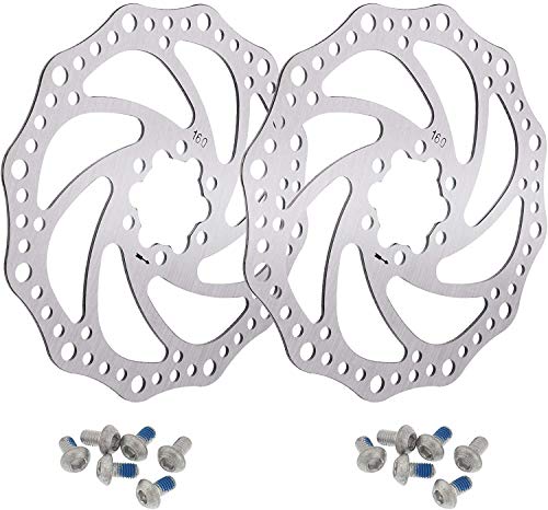 BOWINR 2pcs 160mm Bicycle Disc Brake Rotor, Stainless Steel Bicycle Brake Rotor, Bike Disc Brake Rotor with 12 Bolts for Most Road Bike Mountain Bike MTB BMX