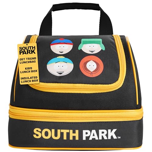 Get Trend South Park Bolsa Termica Porta Alimentos Adolescentes Adultos Bolsa Almuerzo con Compartimentos Nevera Bolso para Trabajo Picnic Viajar (Negro South Park)