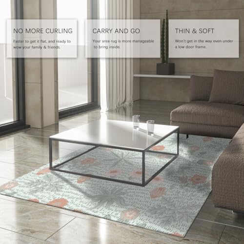 Tapis 90x150cm floral oriental doux avec dossier de sécurité antidérapant