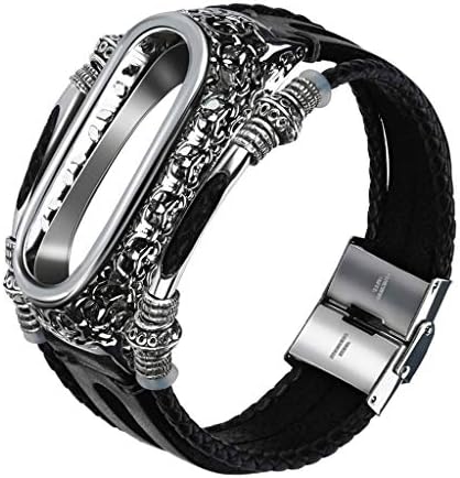 Angersi band for Mi band 5 strap,Quick Release Soft Leather and Stainless steel Sport Strap Replacement Bands compatible with Xiaomi mi band 3/4/5 Smart Fitness watch