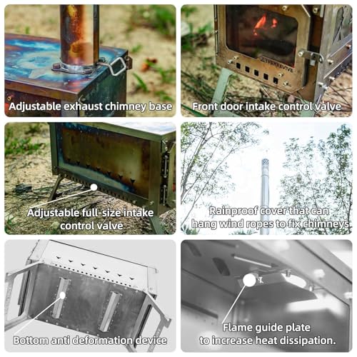 Trekrevive RIDGE Titanium Hot Tent Stove, Portable Folding Tent Wood Burning Stove with Secondary Air Intake, Ultralight Small Wood Stove, Perfect for Backpacking, Hiking, Bushcraft, Winter Camping - Image 3
