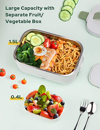 YISSVIC Electric Lunch Box for Car/Truck and Work 12V 24V 110V Portable Food Warmer Heater with Removable Stainless Steel Container - Thumbnail 4