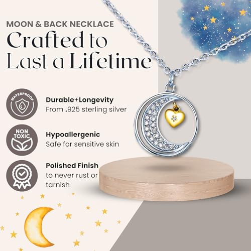 Love You to The Moon and Back Granddaughter .925 Sterling Silver Necklace, Adjustable Chain 16-19", Sentimental Gifts3