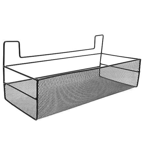 HOOTNEE Panier de Rangement Mural Métallique Noir Organisateur Suspendu Multi Usage pour Cuisine Salle de Bain et Dortoir Support Pratique pour Petits Objets et Accessoires