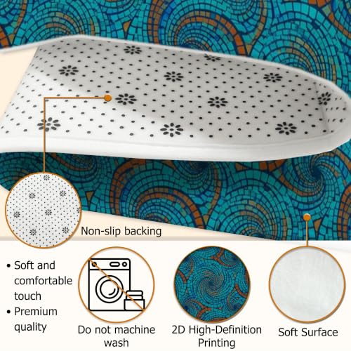 Alfombra turquesa de remolino 3x5 de pelo bajo rectangular para entrada y cocina 7