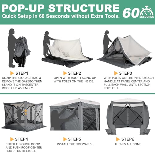 Image of COBIZI 10x10 FT Pop up Gazebo, Popup Canopy Tent, Screened in Gazebos with sidewalls, Waterproof Portable Outdoor Small Screen Tents Sun Shelter,carpas para Patio for Camping, Garden,Backyard,Grey
