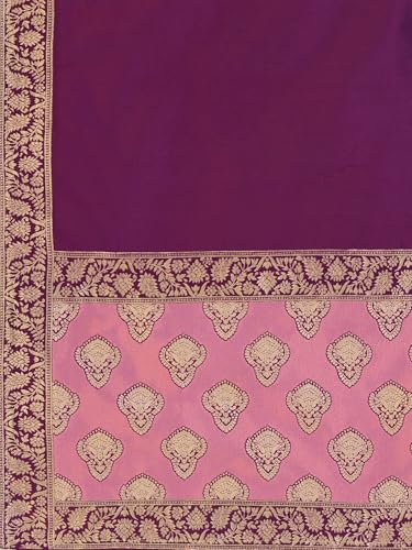 Image of PURVAJA Women's Kanjiwaram Semi-Stitched Lehenga choli
