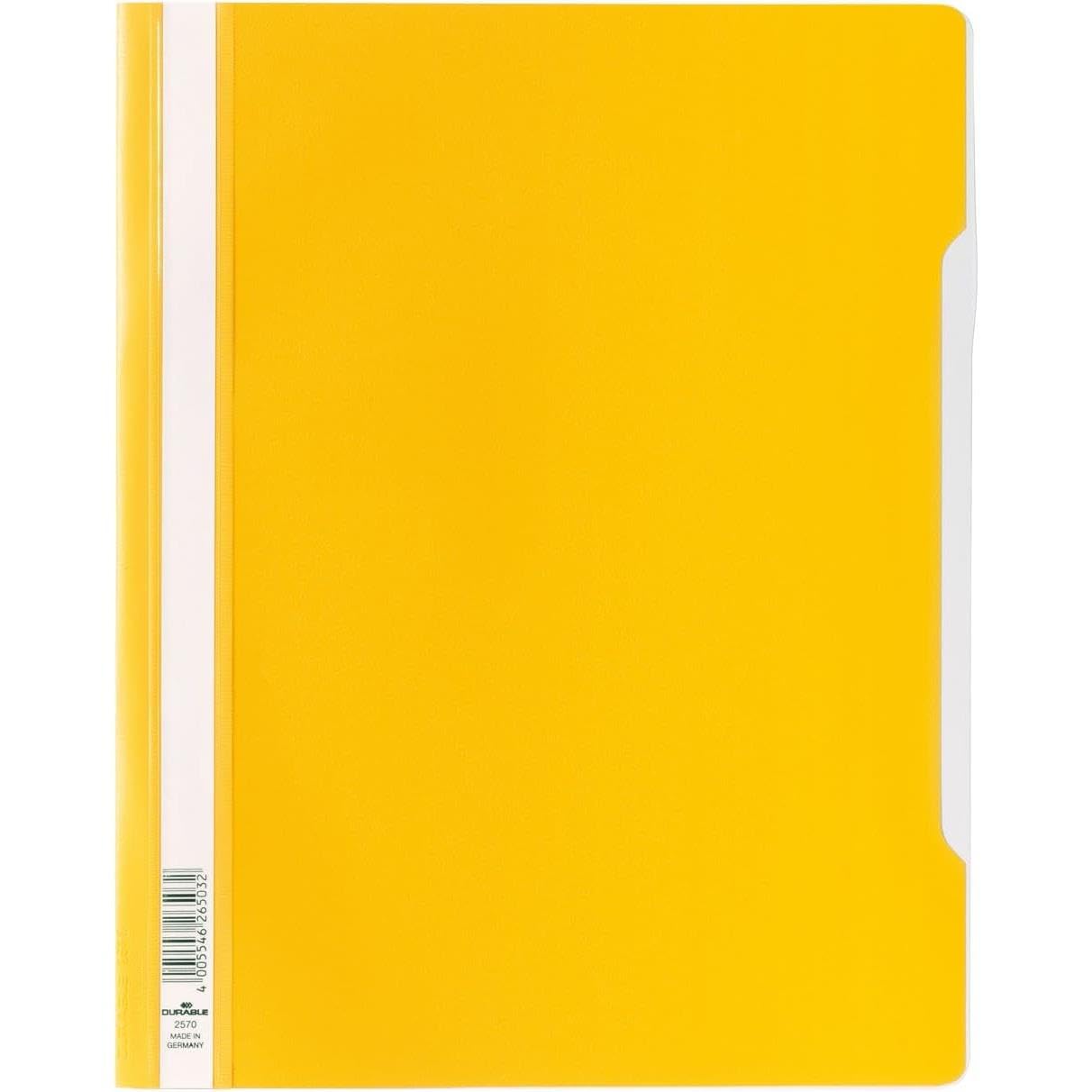Durable 257004 Skoroszyt A4 (z przezroczystą okładką, z PVC), opak. 50 sztuk, kolor żółty.