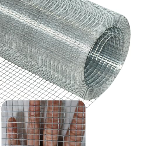 19 Gauge Galvanized Hardware Cloth Welded Wire Metal Roll Chicken Fence Wire Mesh Screen Roll Garden Rabbit Fencing Snake Fence Chicken Gopher Racoons (1/4 Inch-16Inch x 20Ft)