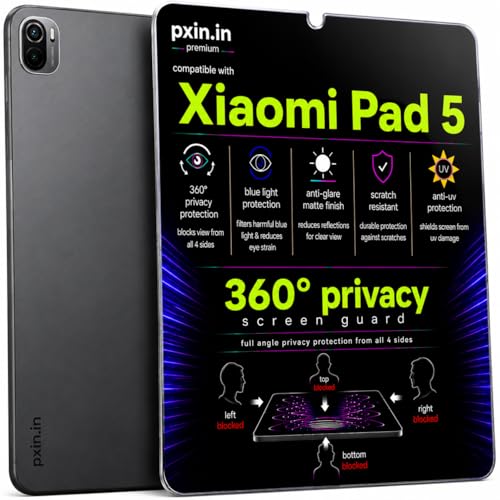 Image of Pxin 360 Pro Privacy Screen guard compatible with Xiaomi Pad 5 | Anti Glare | Anti UV | Anti Blue | Anti Reflection | Privacy Filter | Unbreakable Build