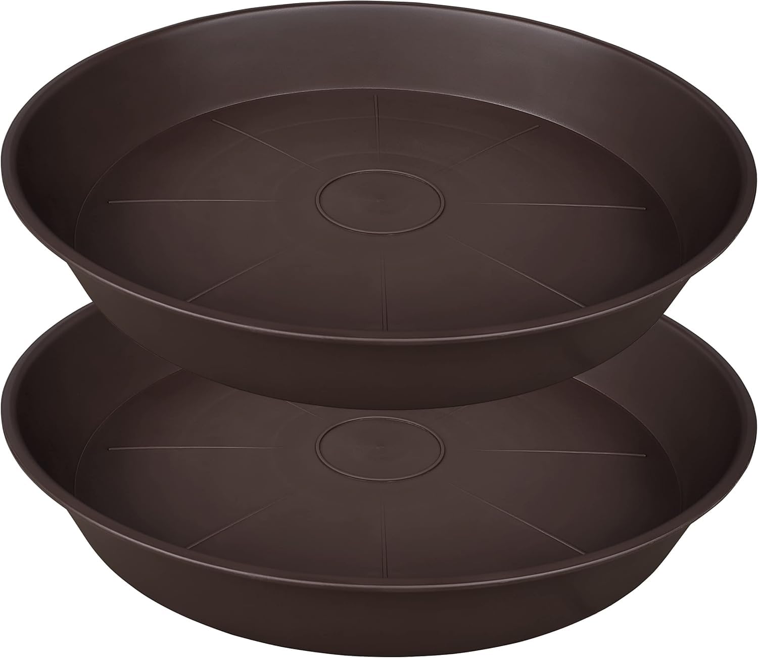 Plant Saucer Pot Tray 10 inch, 2 Packs Plastic Flower Planter Saucers and Drip Trays for Indoors Outdoors, Heavy Sturdy Durable Plant Plate Water Catcher (Brown)