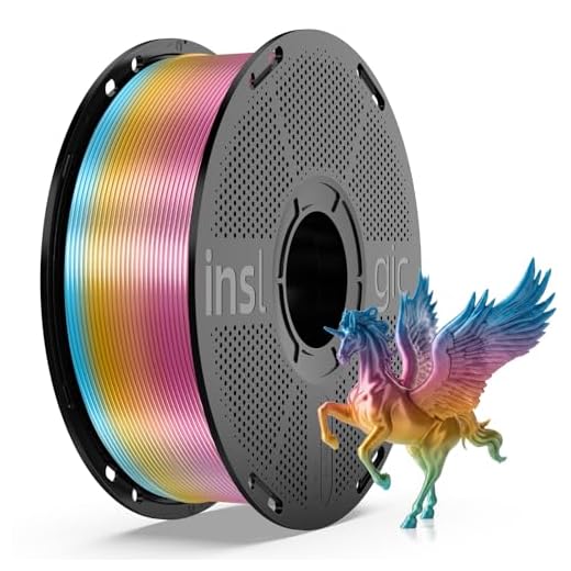 Inslogic Silk Rainbow PLA Filament 1.75mm, Multicolor Silk 3D Printer Filament +/- 0.02mm, 1kg(2.2lbs), Neatly Wound Silk Rainbow Filament(Pink-Yellow-Blue-Green)