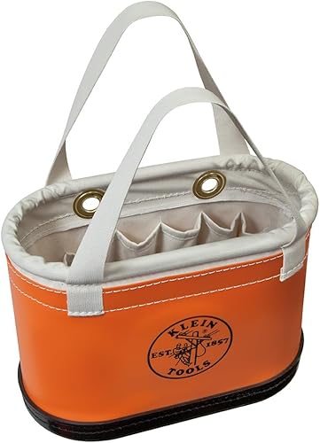 Klein Tools 5144BHHB Cubo de cuerpo duro, cubo de herramientas ovalado aéreo, exterior de plástico no conductor y parte inferior de polipropileno