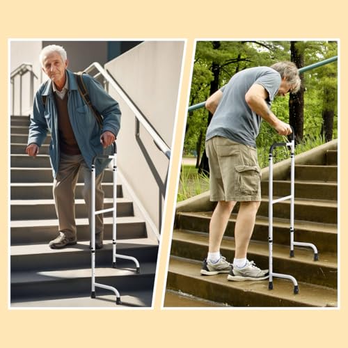 Treppensteighilfe für Treppensteiger, Höhenverstellbar 76-117 cm, passend für die meisten Standardstufen, Perfekte Tritthilfe für ältere Frauen und Männer
