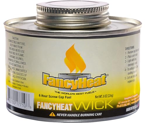Fancy Heat, Clean Burning Chafing Dish Fuel with Minimal Odor and Soot, "6 Pack", 6 Hour 8oz, Yellow Label