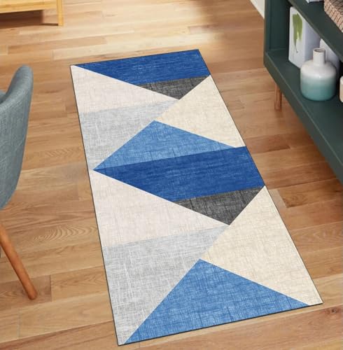 Alfombra azul lavable que no se mueve de su sitio para pasillos estrechos 2