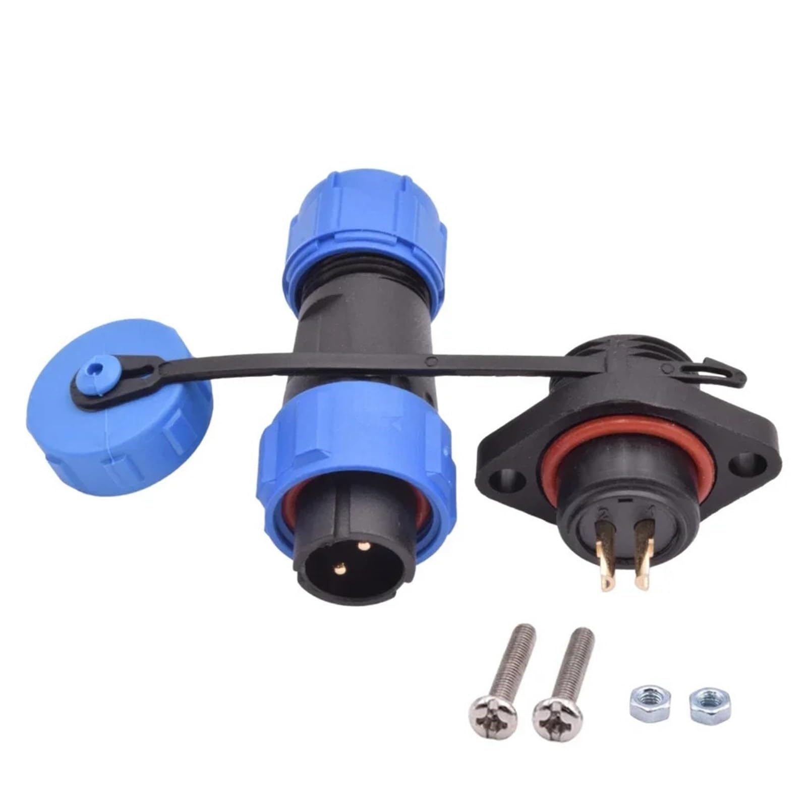Conector SP13 impermeable de 2 pines macho y hembra para montaje en panel