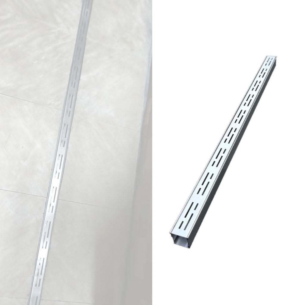 Kit di drenaggio a Canale Sottile - Canale di Scarico lineare in Acciaio Inox da 1 m per vialetti e Bordi Piscina con griglia giuntabile e Coperchio di Scarico da 3,5 cm x 3 cm (1 3/8" x 1 1