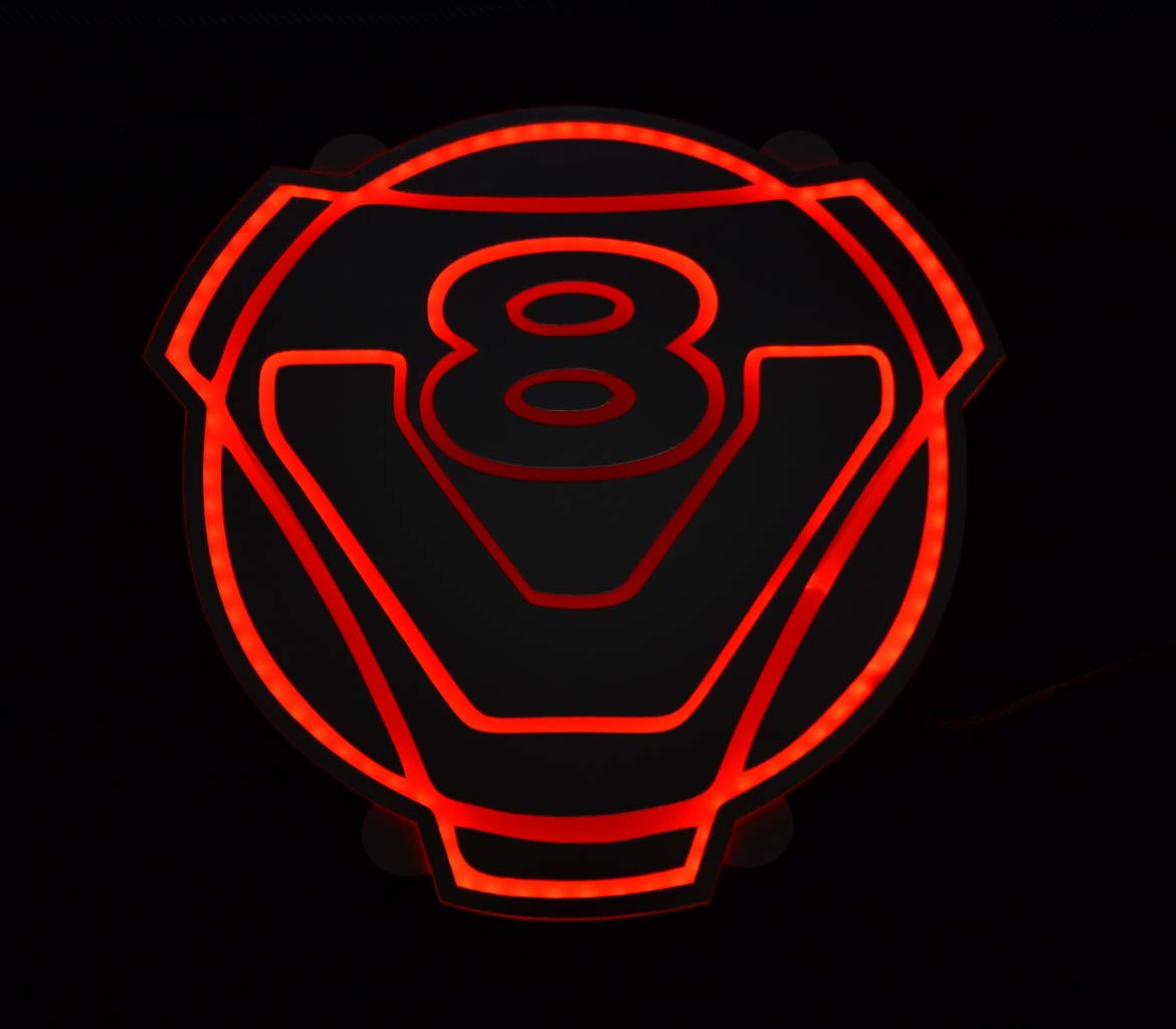 24V Espejo interior V8 LED señal para camiones Scania 490 x 470 mm (rojo)