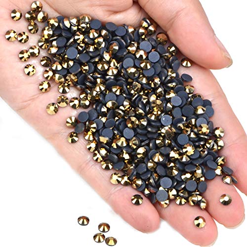 Image of 1500 Pieces Hot Fix Glass Flatback Rhinestones HotFix Round Crystal Gems (Mine Gold, SS16)
