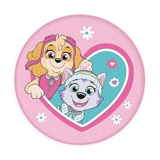 Herding Paw Patrol Round Rug, Diameter 80 cm, Soft Rug, Round, Non-Slip Effect, Front: 100% Polyamide