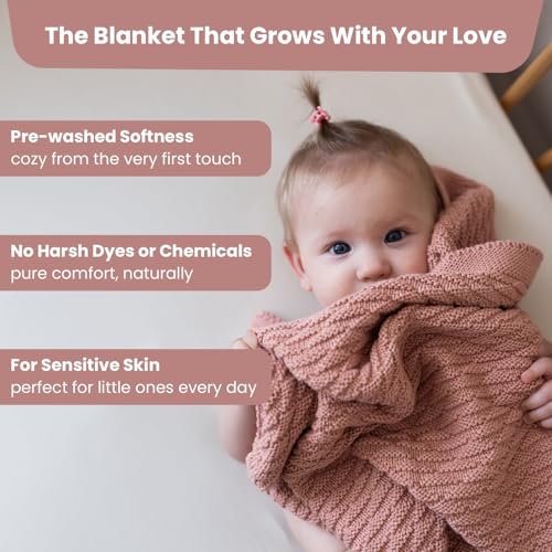Image of Pineapple Design Organic Cotton Baby Blanket 30x40 in, Pink - GOTS Certified, Soft Knit Swaddle for Newborns, Crib & Stroller, Machine Washable