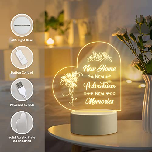 New Home Gifts - Engraved Night Light With Warming Words for Friends Couple, Family - Housewarming Present for New Home Owners - Image 4