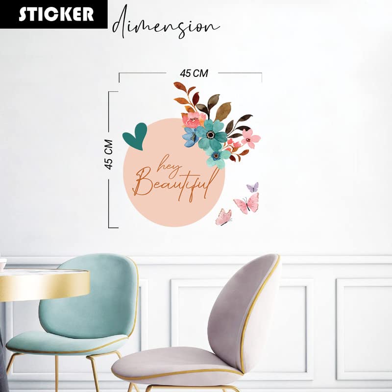Image of Kotart - Colorful Flowers Printed Wall Stickers /Decals - Hey Beautiful HD Printed Vinyl Wall Sticker