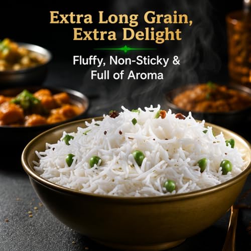 Image of Pansari Tasty Tibar Basmati Rice 5 Kg- Great Taste and Aroma - Broken Rice, Fortified with Iron and Vitamins - Ideal for Biryani, Pulao, and Everyday Meals