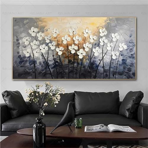 Broderie diamant 5D DIY motif fleur abstrait avec toile grand format verticale de 50x115 cm