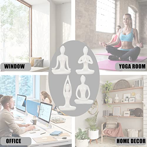 4Pcs Yoga Statues Women Zen Decor Figurines Meditation Table Decoration Sculpture Spiritual Accents Shelf Decorations For Home Living Room Bedroom Office White #TOP5