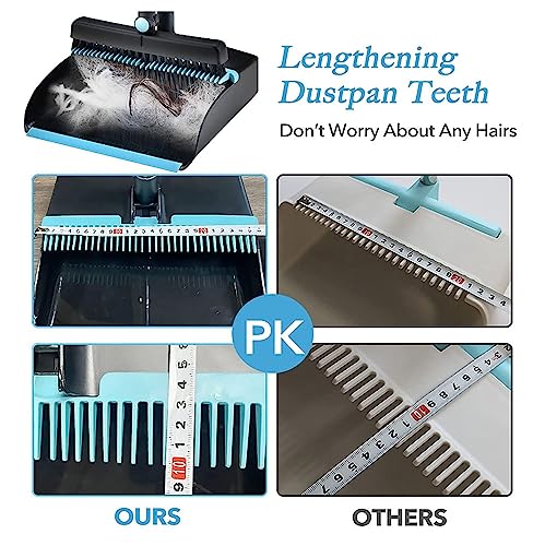 YIORYO Besen und Kehrschaufel mit langem Griff for Zuhause, Küche, Zimmer, Büro, Lobby, Boden, aufrechter Stand-Up-Set – Bild 7