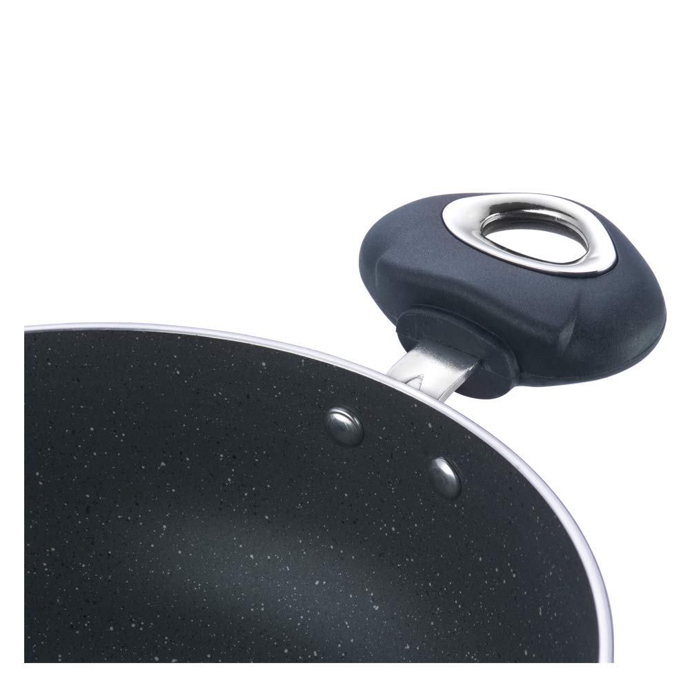 Vinod Marbilo Aluminium Black Non-Stick Deep Kadai with Glass Lid- 24 cm, 3.1 L (Induction Friendly) - Image 3 thumbnail