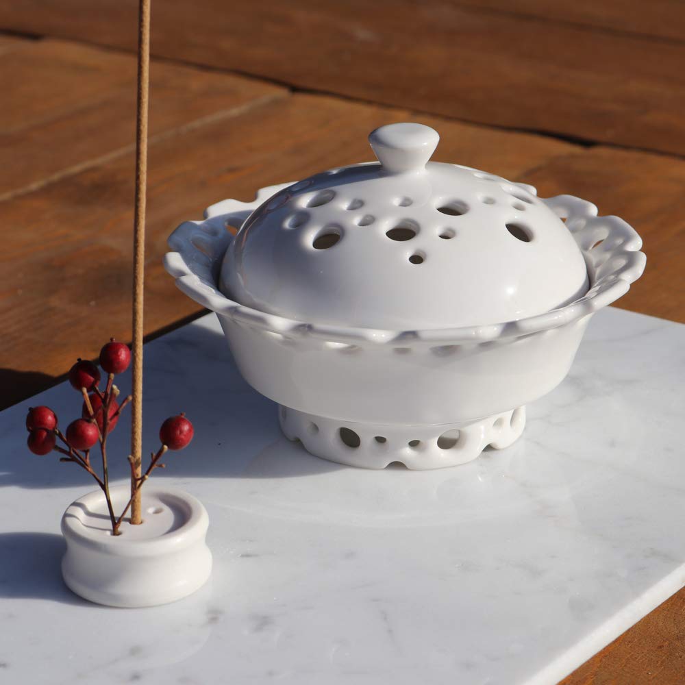 Amazon.co.jp: 【Antique Alive】ハンドメイド 陶器 ホワイト 香炉 お