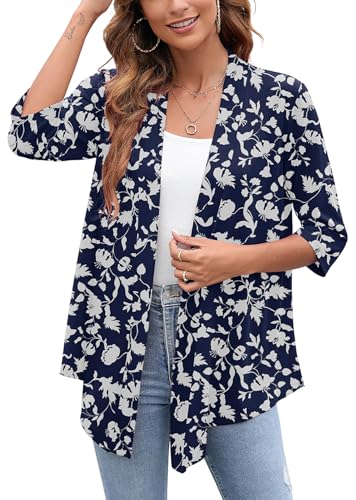 Image of Heymoments Women's Lightweight Open Front Cardigans 3 /4 Sleeve Casual Soft Drape Fall Cardigan S-2XL