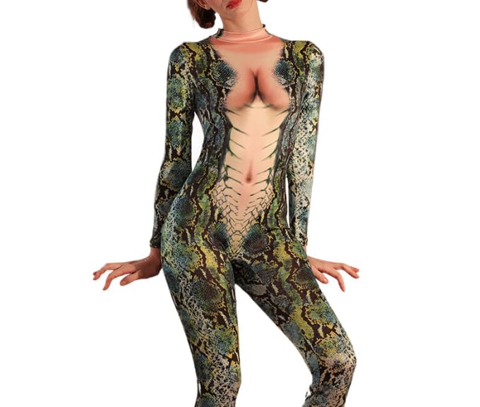 Medusa Role Play Bodysuit for Women, Festive Halloween Cosplay Outfit with Stretch Mesh Adjustable Straps