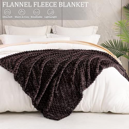 Image of Exclusivo Mezcla Fleece Twin Blanket for Bed, Extra Large Fuzzy Coffee Bed Blankets, Soft Cozy Plush Sofa Throws for All Seasons, 90x66 Inches