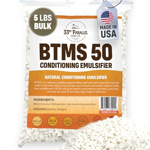 33rd PARALLEL | BTMS 50 (5 lbs / 80 oz) Bulk Conditioning Emulsifier | 100% Natural Plant Derived | Behentrimonium Methosulfate Cetearyl Alcohol Emulsifying Conditioner | Product of USA (5 POUNDS)