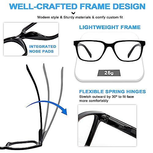 Image of Reading Glasses 1.25+ Blue Light Blocking for Men Computer Readers Game Glasses 1.0 1.25 1.5 2.0 2.25 2.5 2.75 3.0 3.5 4.0 (Black 125)
