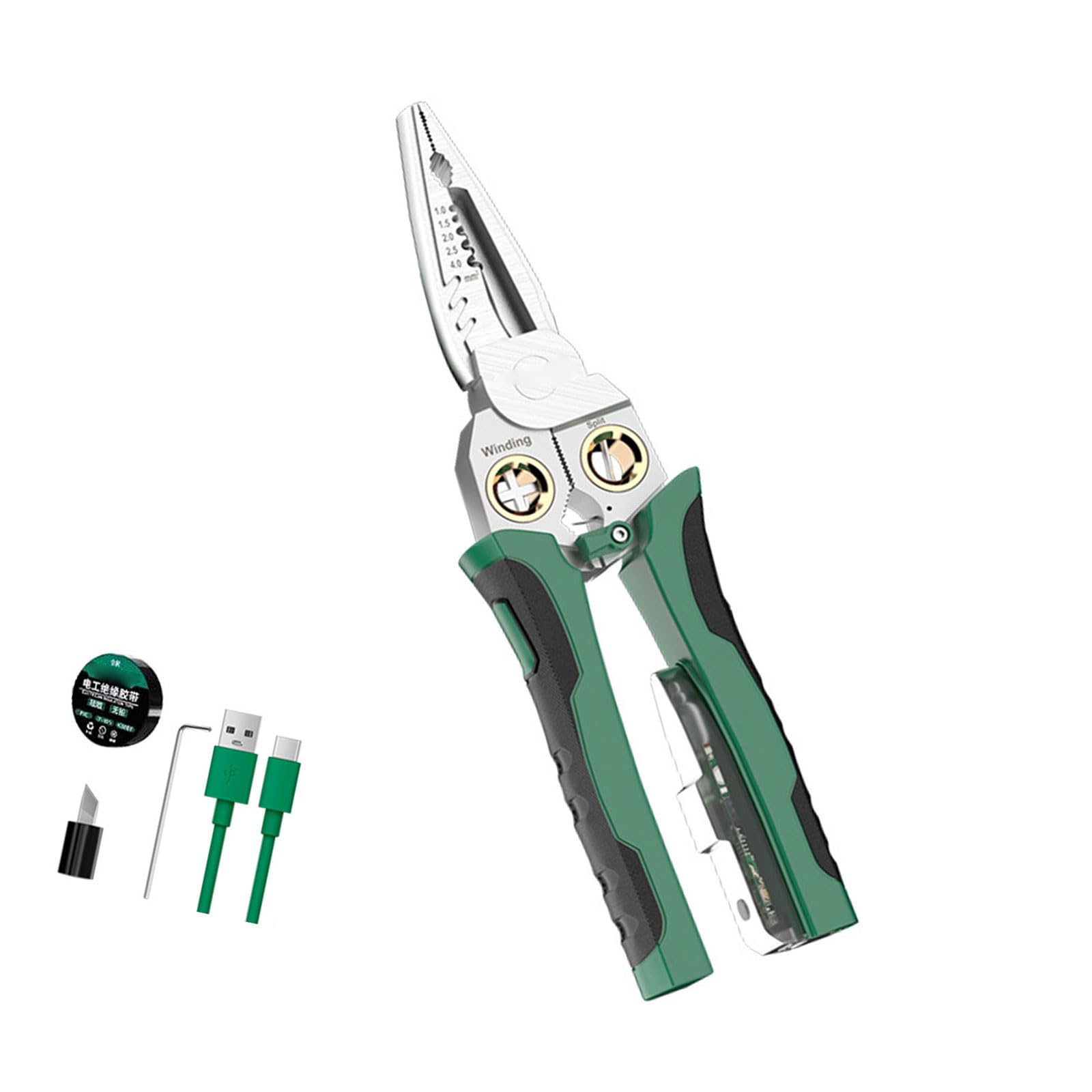 WEILWH 12 In 1 Electrician Multifunctional Wire Stripper Voltages Tester And Crimping Tool For Professional Electrical Work