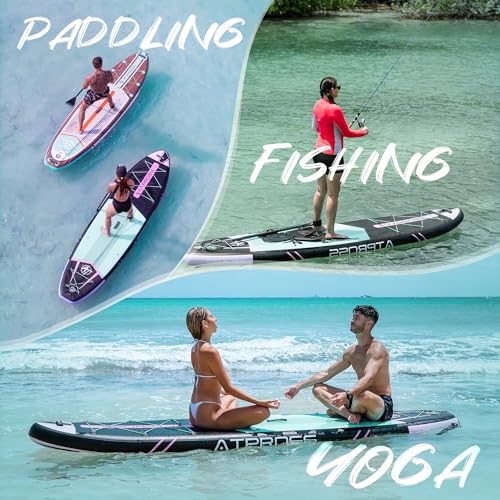 ATPROSS 11\'6\"x35\" Inflatable Stand Up Paddle Board with Kayak Seat, Premium SUP Paddle Boards for Adults, 450lbs Extra Wide Blow up Paddle Boards for Yoga Fishing Paddle Board