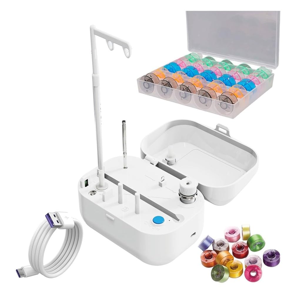 Bobinador automático con 25 bobinas incluidas y soporte para hilos