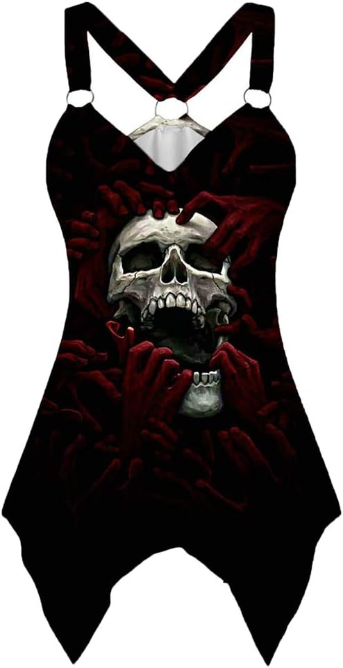 rrhssWomen Sleeveless Skull Printed Summer Casual Tank Tops