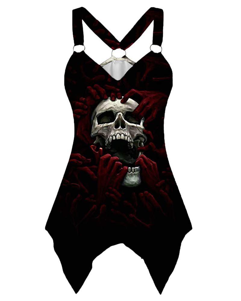 rrhssWomen Sleeveless Skull Printed Summer Casual Tank Tops