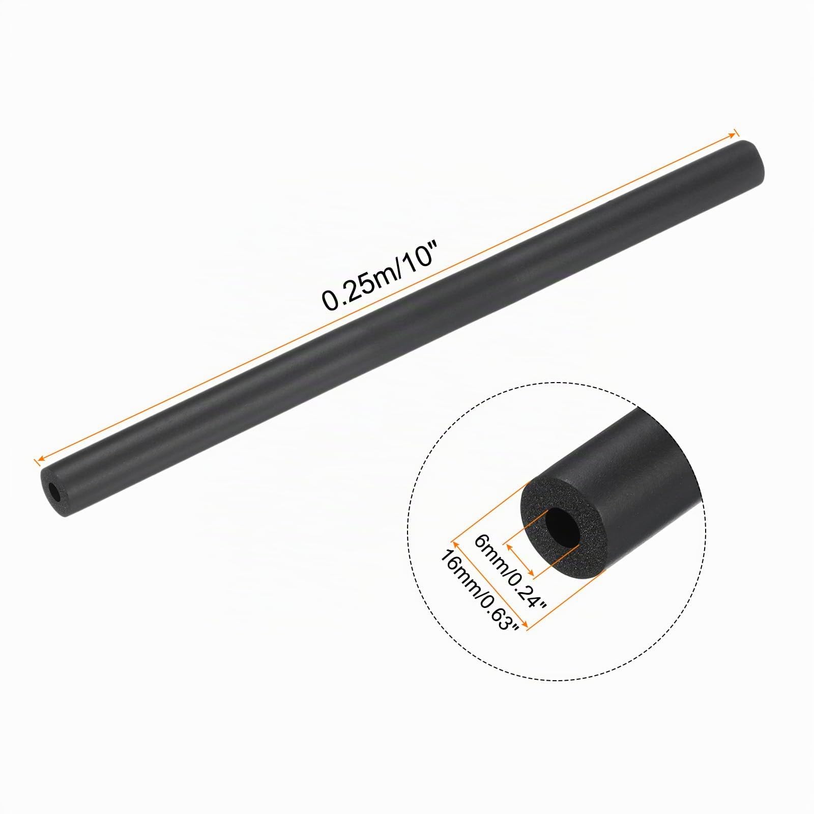 QUARKZMAN 2pz 10" Tubo Isolante per Tubi 1/4 Pollici(6mm) ID 5/8 Pollici(16mm) OD Tubo in Schiuma per Supporto Impugnatura, Nero