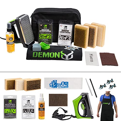 Demon Charger Complete Ski And Snowboard Tuning Kit With Iron, 2.25lb Wax, Brush Kit, Base Cleaner And Wax Apron