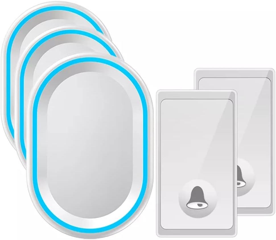 Door Bell 58 Chimes 300M Remote Smart LED Doorbell Battery 1 2 Button 1 2 3 Receiver (Color : D, Size : 1) (E 1)