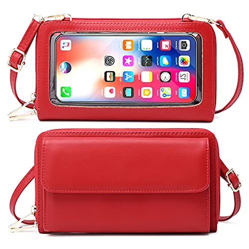Dimensione adatta: il borsetta a tracolla con touchscreen misura 20,5 x 5 x 12 cm ed è abbastanza grande per la maggior parte degli smartphone, incluso l'iPhone 12 Pro Max. Portafoglio a pochette con tracolla regolabile e rimovibile, una cinghia lunga, una cinghia corta, quindi può essere utilizzata come borsa tracolla donna piccola, tracolla porta cellulare donna, portafoglio tracolla donna, portafoglio donna piccolo.