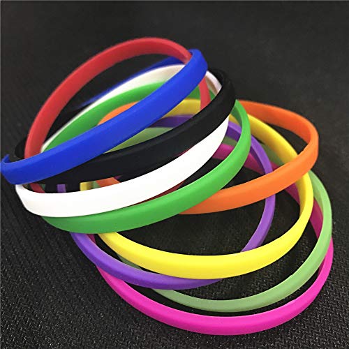 Gogo 100 Pcs Thin Silicone Wristbands For Adults, Rubber Bracelets, School Party Favors - Blue #TOP2