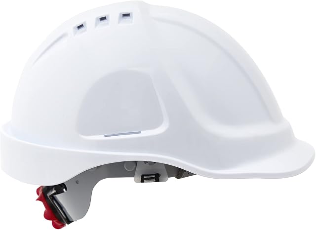 Hard Hat Safety Helmet Construction worker helmet Ventilated Twist Lock Wheel Ratchet and sweatband Light EN 397 (White)